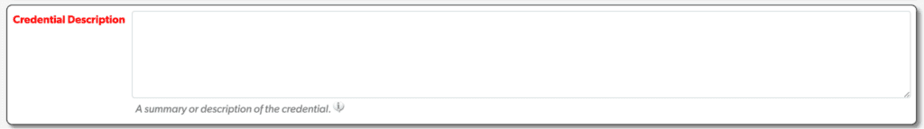 Credential Description